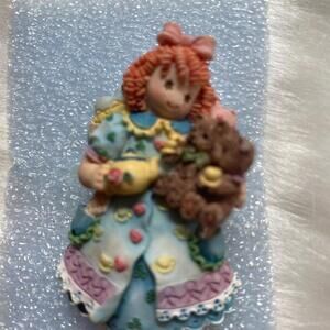 1996 Enesco Vintage Girl Figurine Holding Teddy Bear